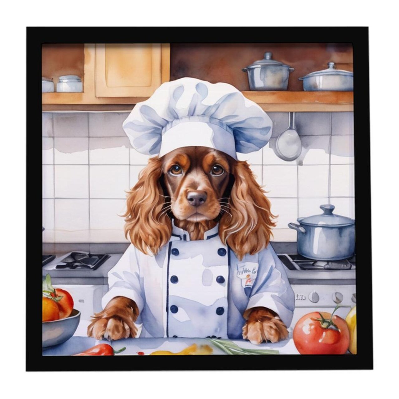 Edge Collections - 8" x 8" - Multicolor - Kitchen Wall Art Framed Metal The Chef - 1 Piece